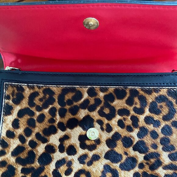 Milly Leopard, Red, and Black Leather Purse